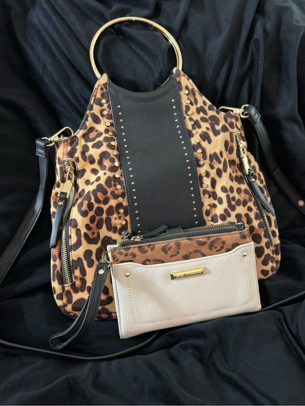 INC Leopard Print Shoulder/Handbag with Matching Wristlet